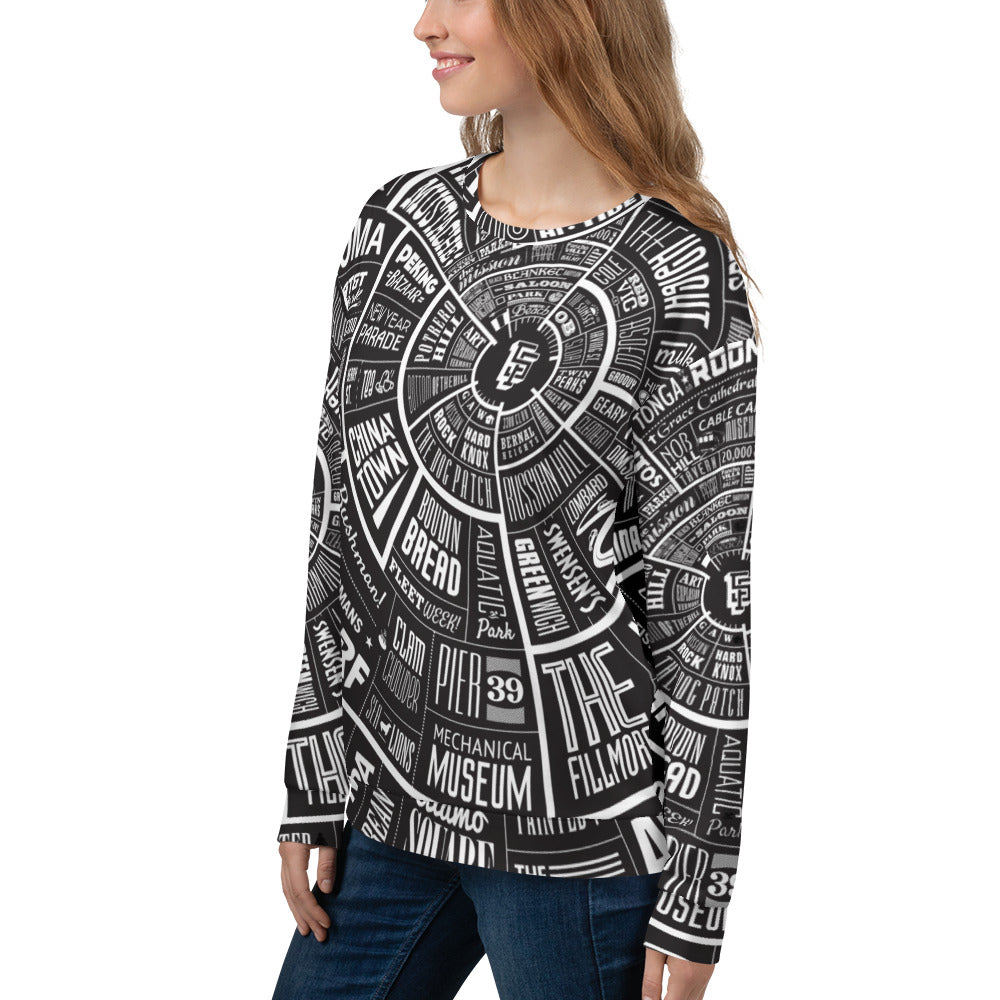 San Francisco Type Wheel All Over Sweater - Womens - BLACK
