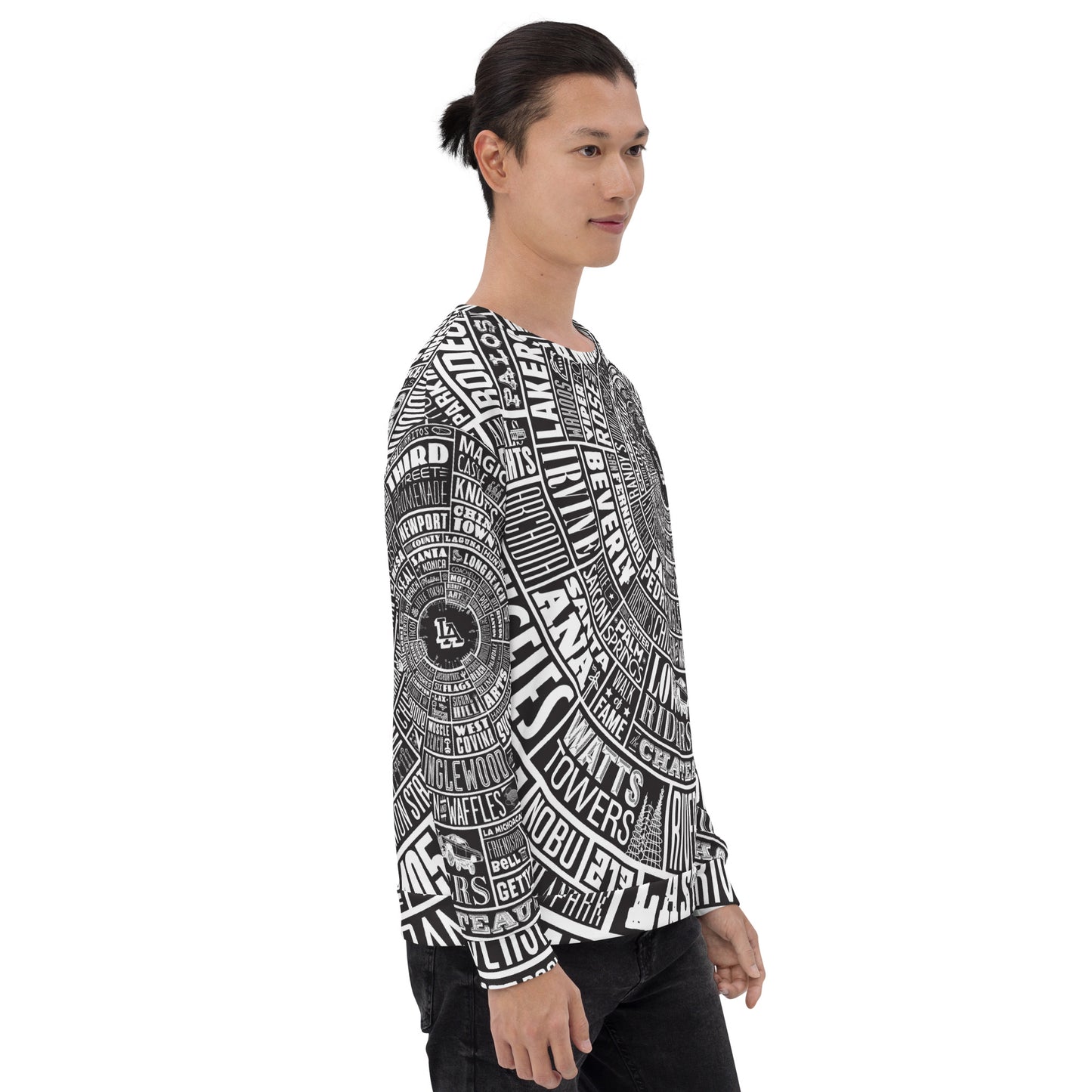 Los Angeles Type Wheel All Over Sweater - BLACK