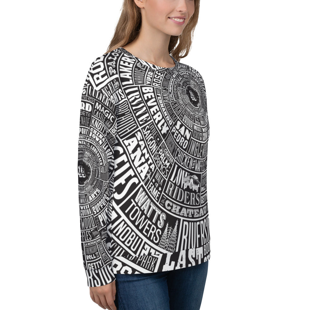 Los Angeles Type Wheel All Over Sweater - Womens - BLACK