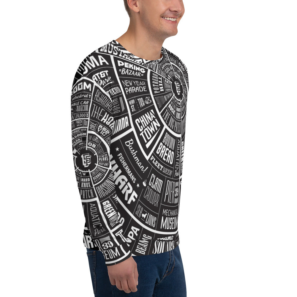 San Francisco Type Wheel All Over Sweater - BLACK