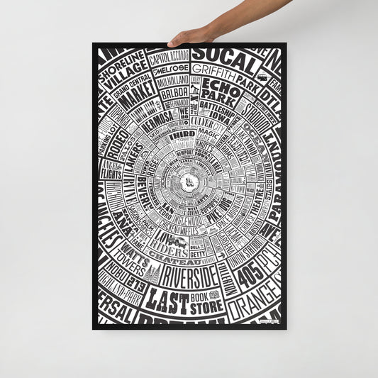 Los Angeles Type Wheel Framed Poster