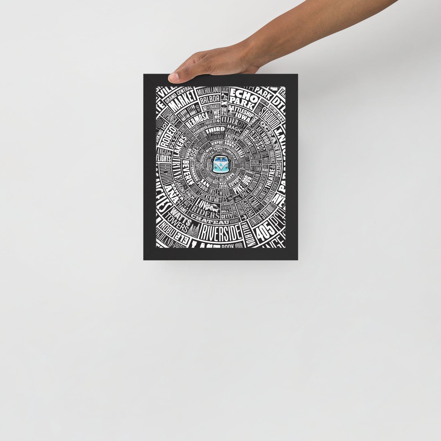 Los Angeles Type Wheel Framed Print - Black Bkg