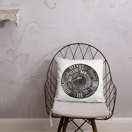 Classic Rock bands Hand Lettered on a Ted Nugent Record - Pillow