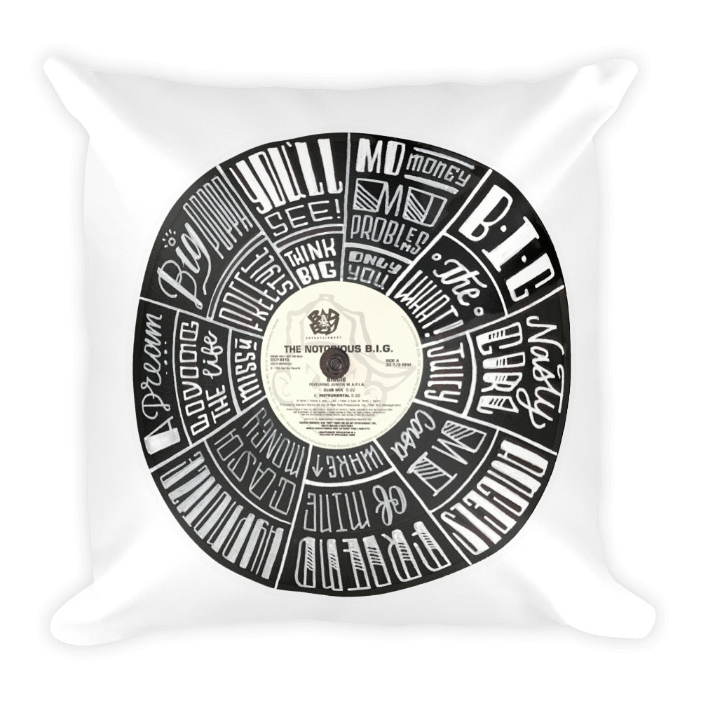 Notorious BIG record - WHITE Pillow