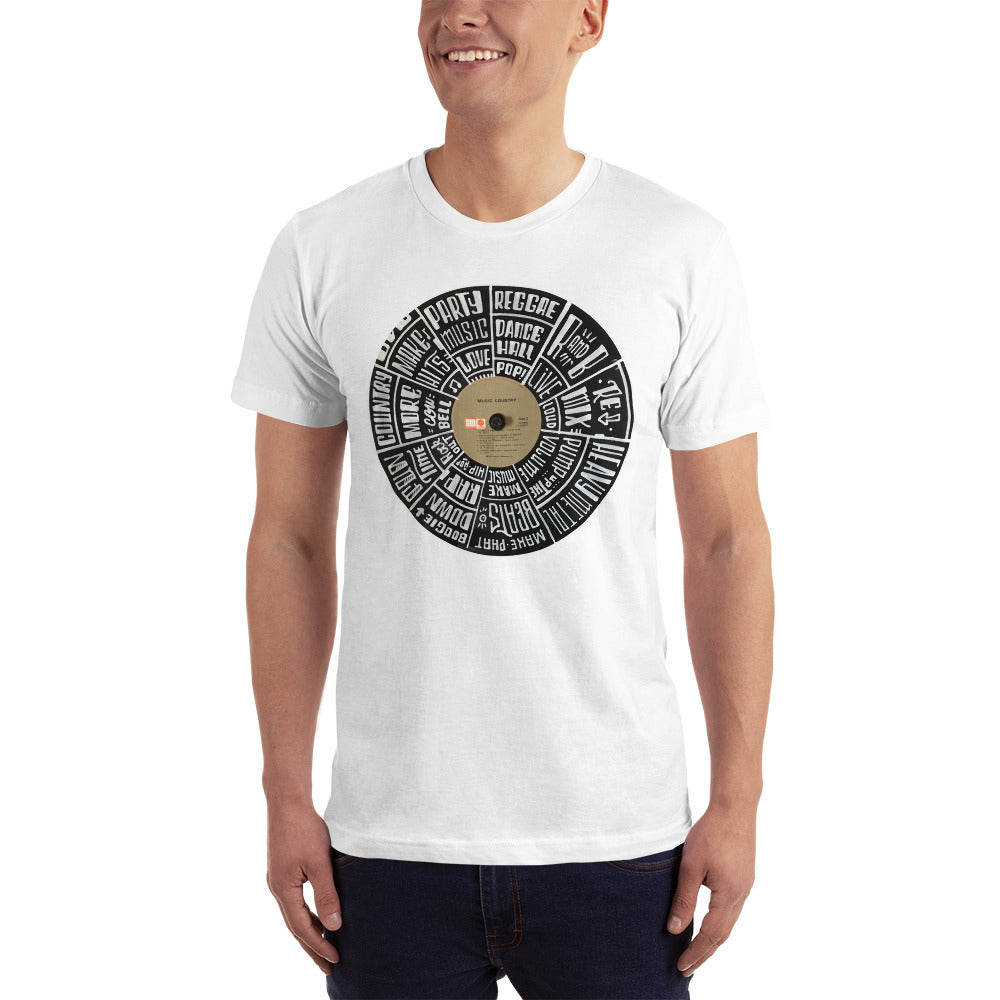 Hand Lettered music genres on Random Country music record - Men's T-shirt