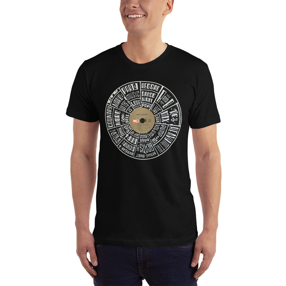 Hand Lettered music genres on Random Country music record - Men's T-shirt
