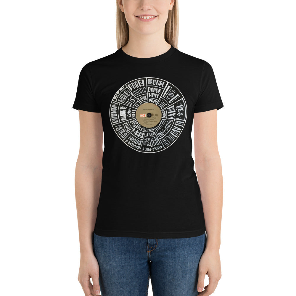 Hand Lettered music genres on Random Country music record - Women's T-shirt