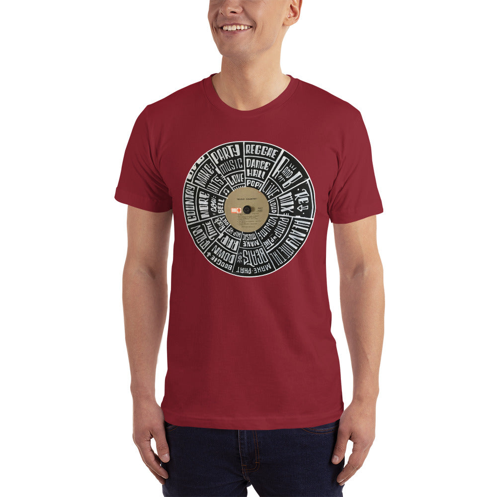 Hand Lettered music genres on Random Country music record - Men's T-shirt