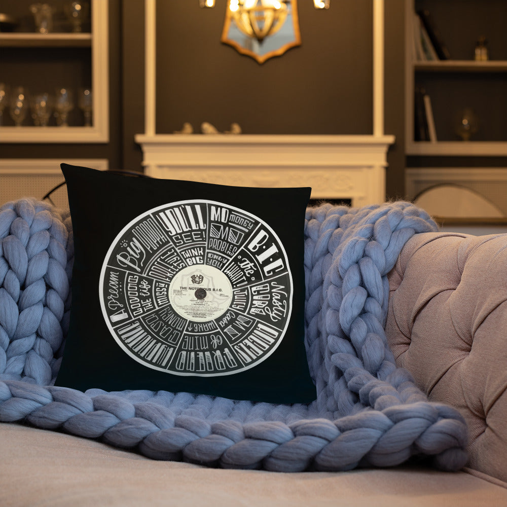 Notorious BIG Record Art - BLACK Pillow