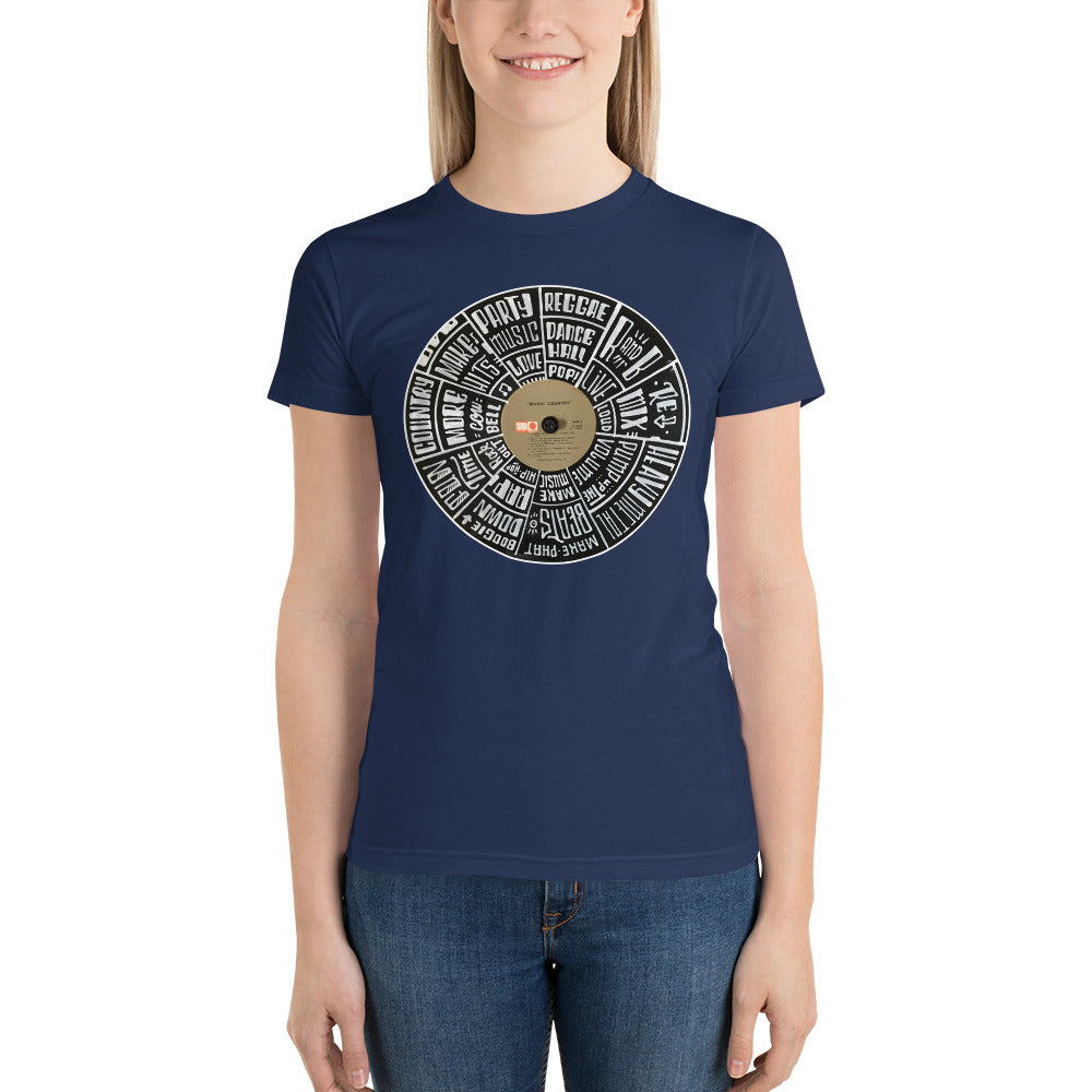 Hand Lettered music genres on Random Country music record - Women's T-shirt