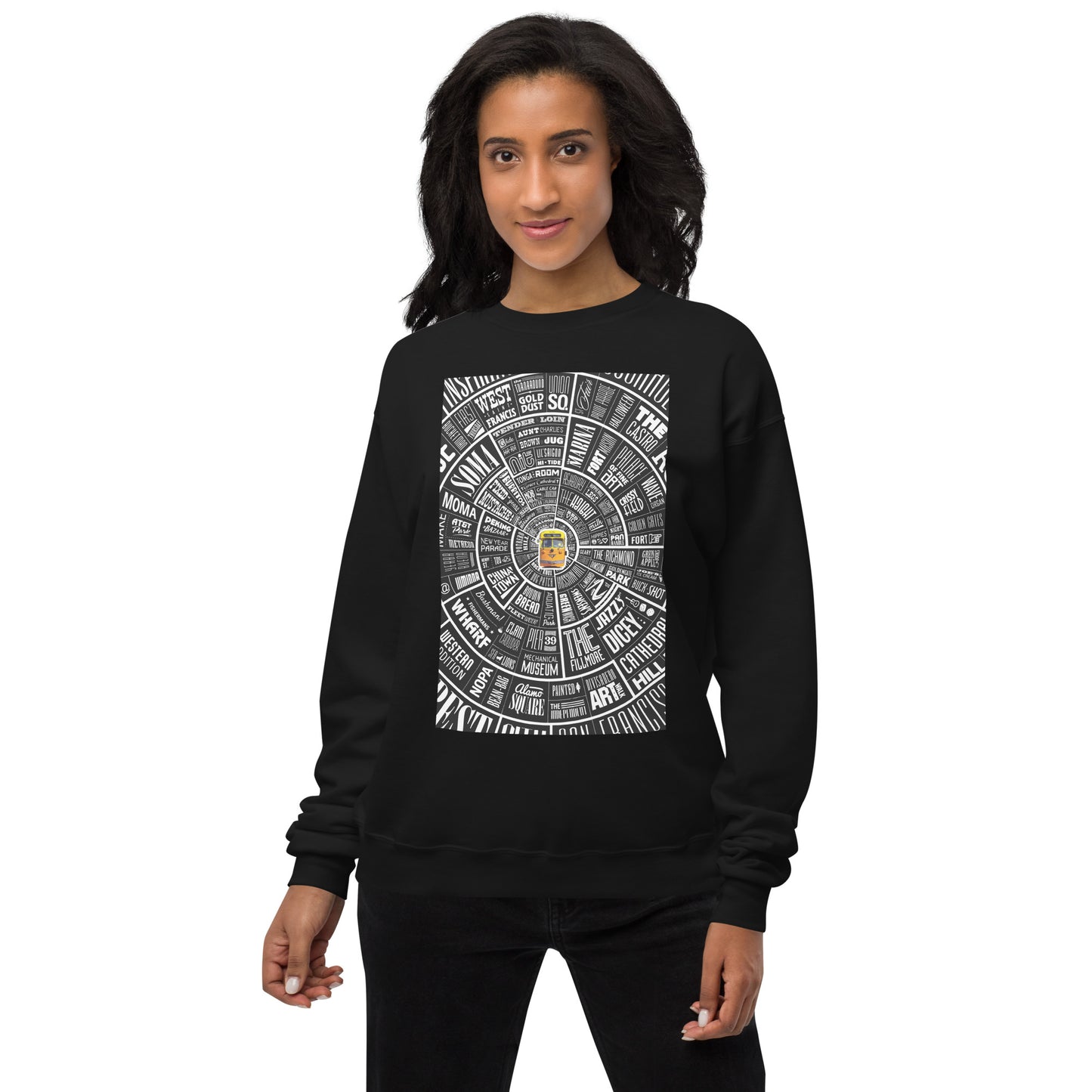 San Francisco Type Wheel - Sweater - Women's - Black Bkg