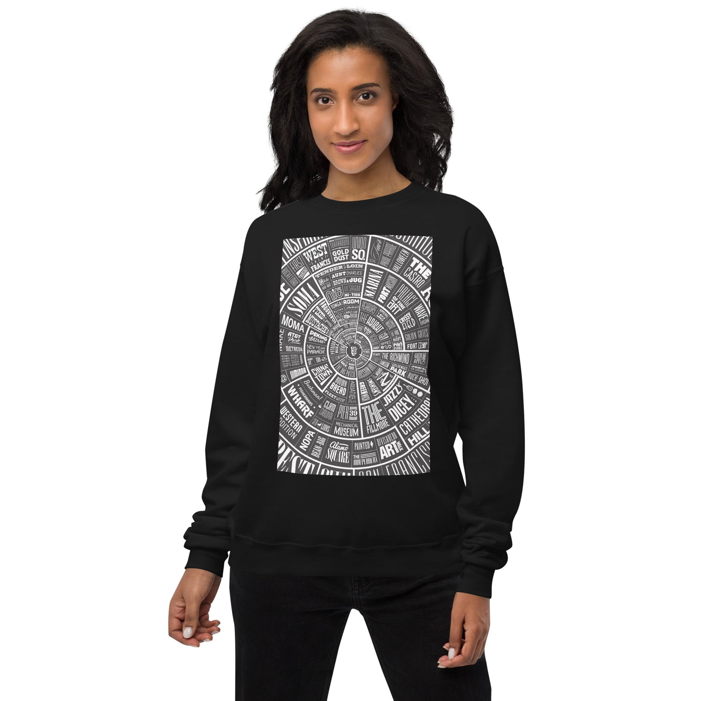 San Francisco Type Wheel - Sweater - Women's - Black Bkg