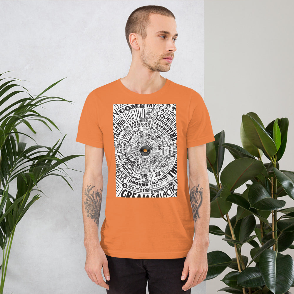 Men's t-shirt–Music Type Wheel
